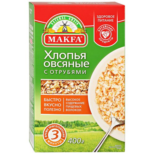 Хлопья Makfa овсяные с отрубями 400г - Lochin