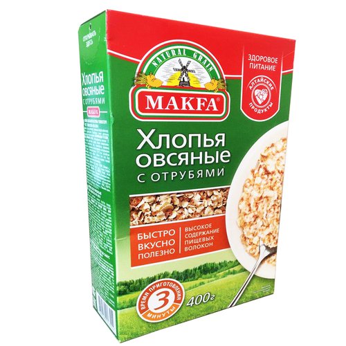 Хлопья Makfa овсяные с отрубями 400г - Lochin