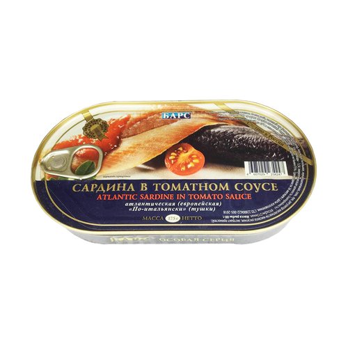 Сардина в томатном соусе Барс (тушки) 175г ключ - Lochin