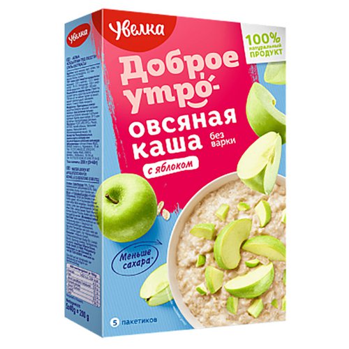 Каша овсяная Увелка быстрого приготовления с яблоком 5*40г - Lochin